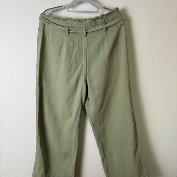 Anthropologie Current Air tie waist wide leg cropped chino size large. - Picture 6 of 10